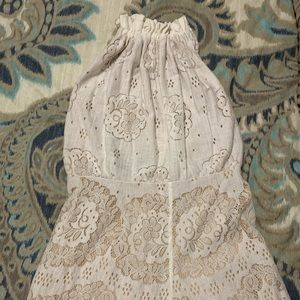 Nude and cream lace high neck romper